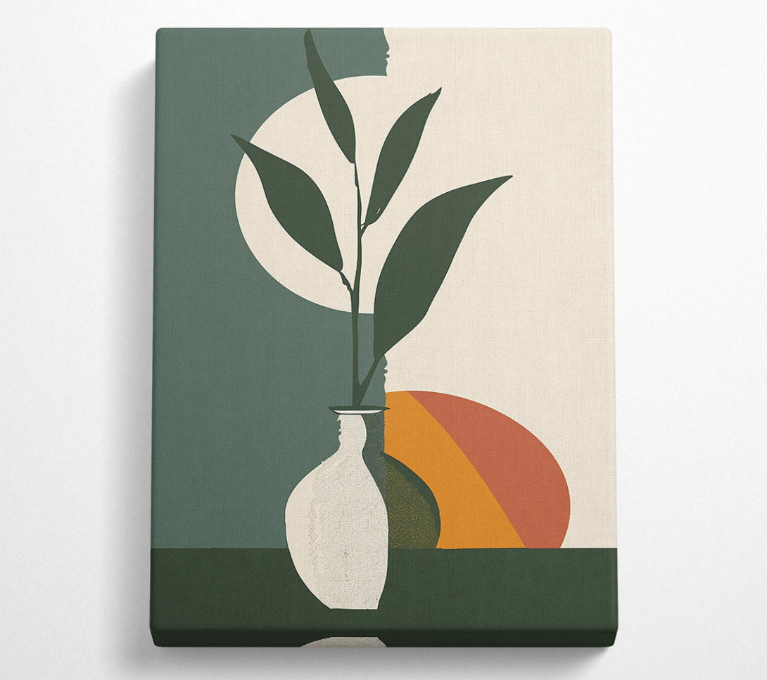  A Canvas Print of Sage Green Vase And Sun Canvas Art