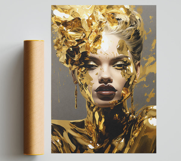 Gold Foil Lady Poster