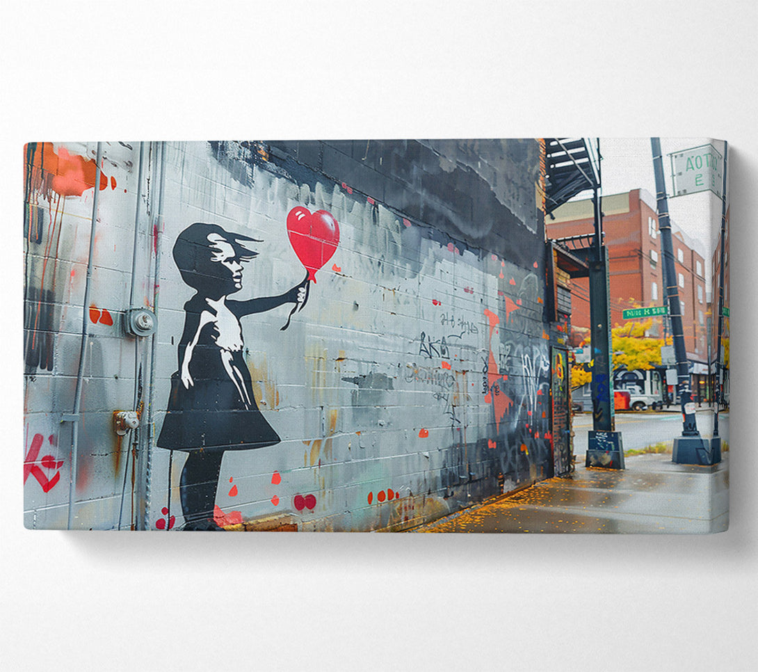  A Canvas Print of Red Heart Street Art Canvas Wall Art