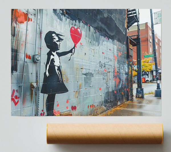 Red Heart Street Art Poster