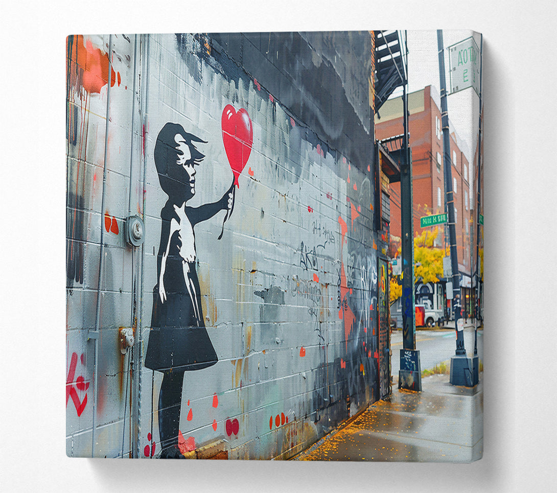  A Canvas Print of Red Heart Street Art Canvas Wall Art