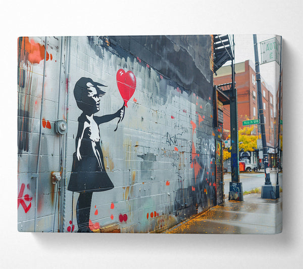  A Canvas Print of Red Heart Street Art Canvas Wall Art