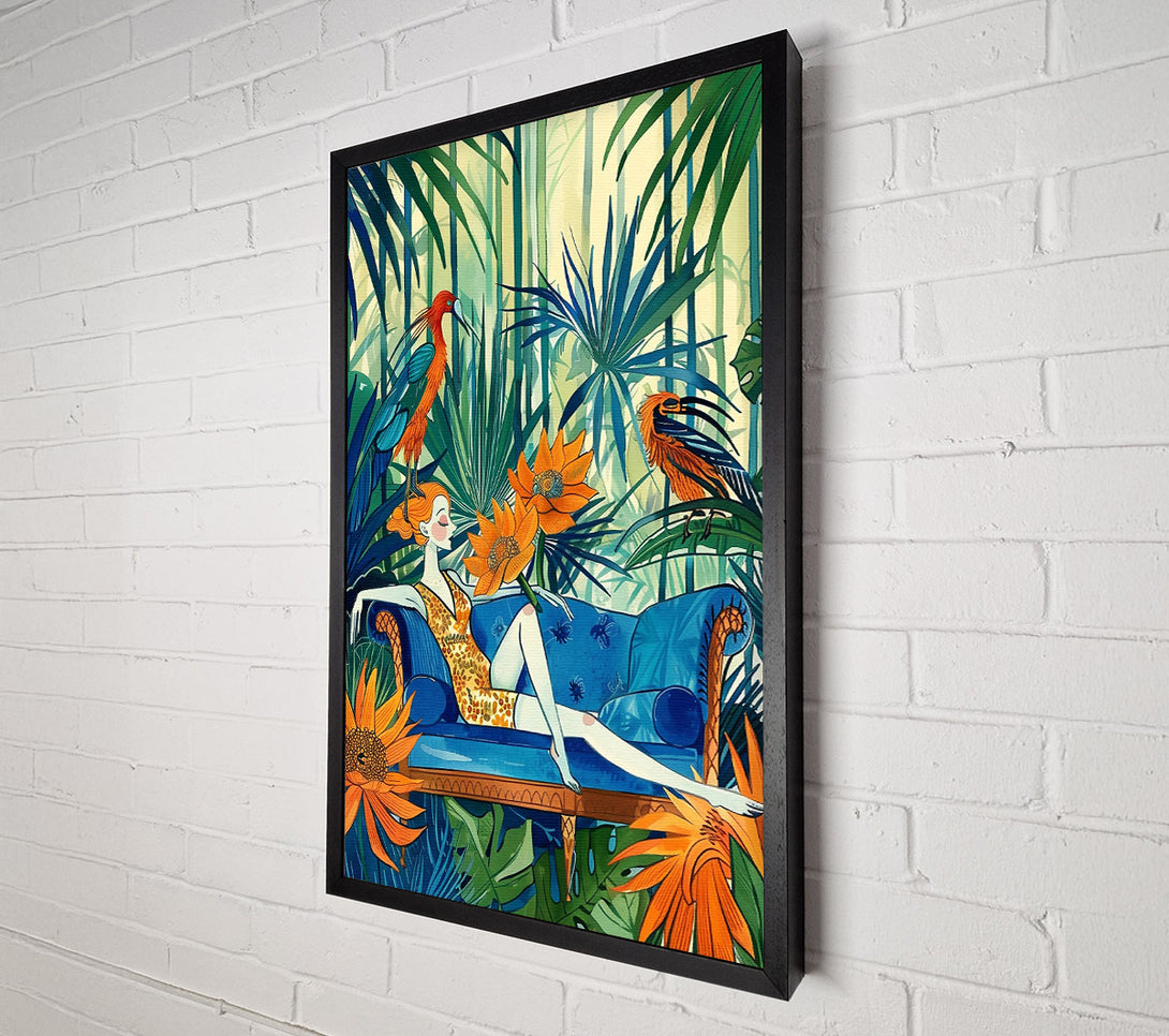 A Canvas Print of Orange Jungle Lounging Canvas Art