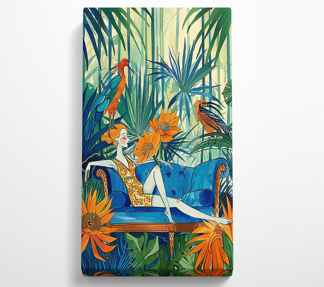  A Canvas Print of Orange Jungle Lounging Canvas Art