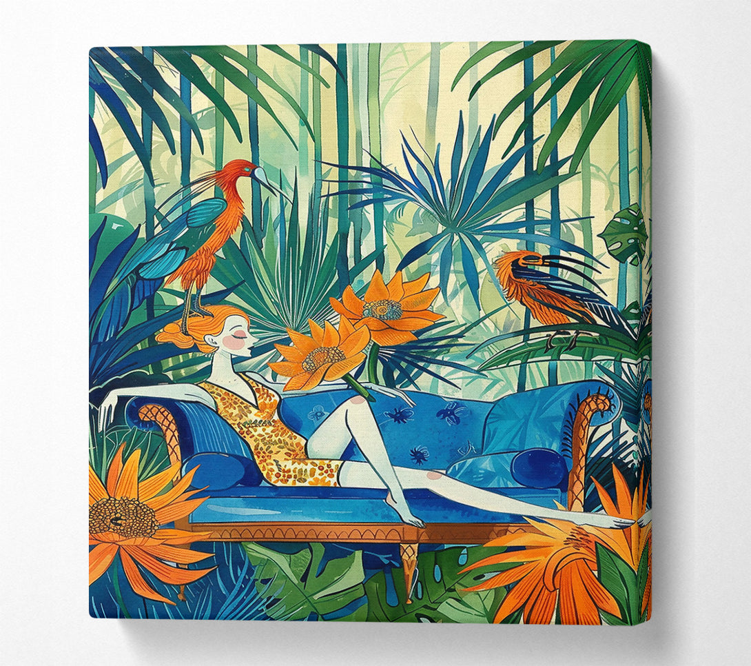  A Canvas Print of Orange Jungle Lounging Canvas Art