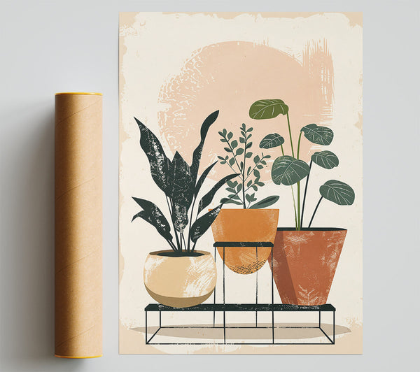 Peach Plant Stand Giclee Print