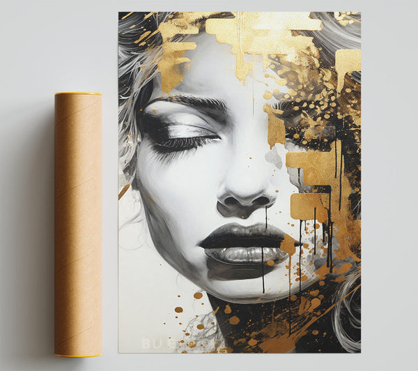 Gold On Face Poster