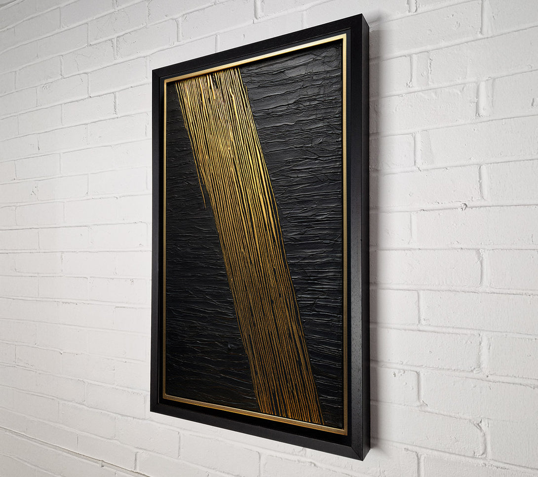  A Canvas Print of Gold Stripes Black Cracks Canvas Wall Art