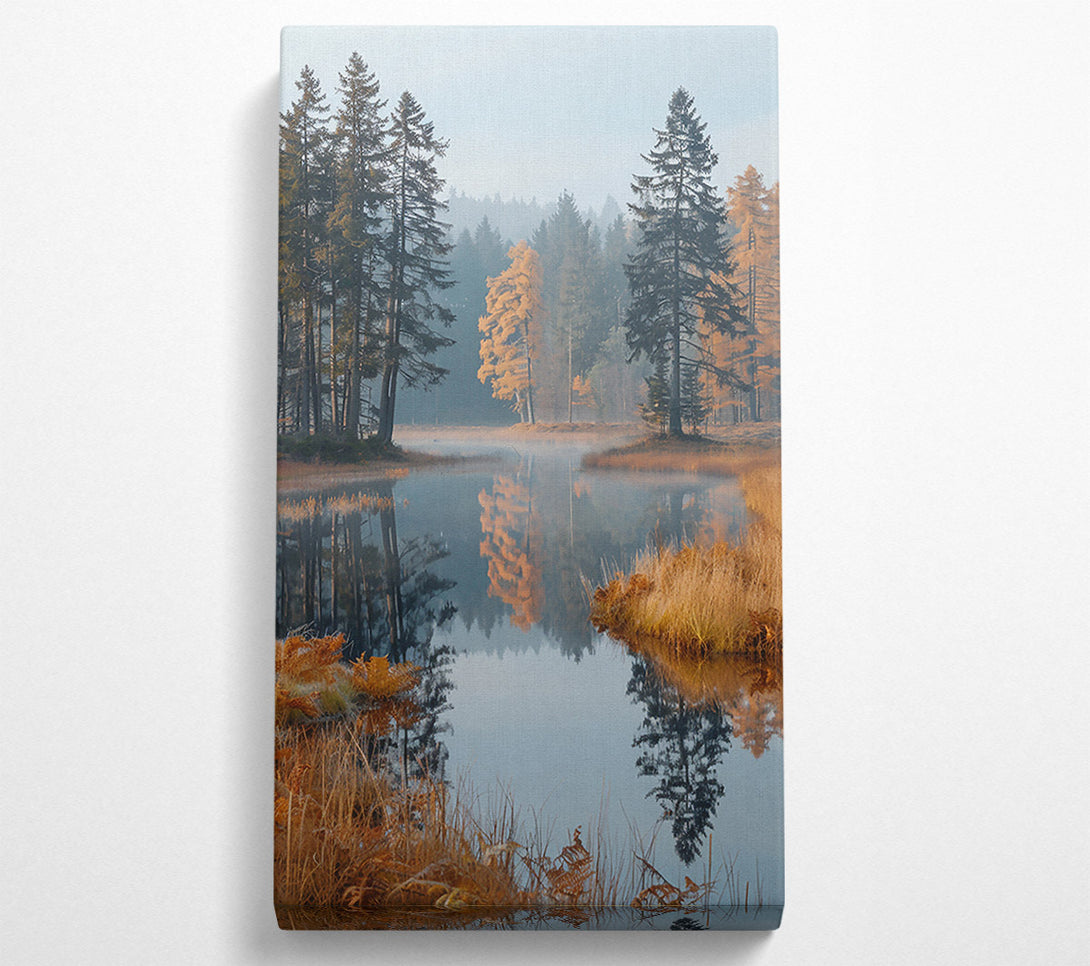  A Canvas Print of Golden Reflections In Mist Canvas Print