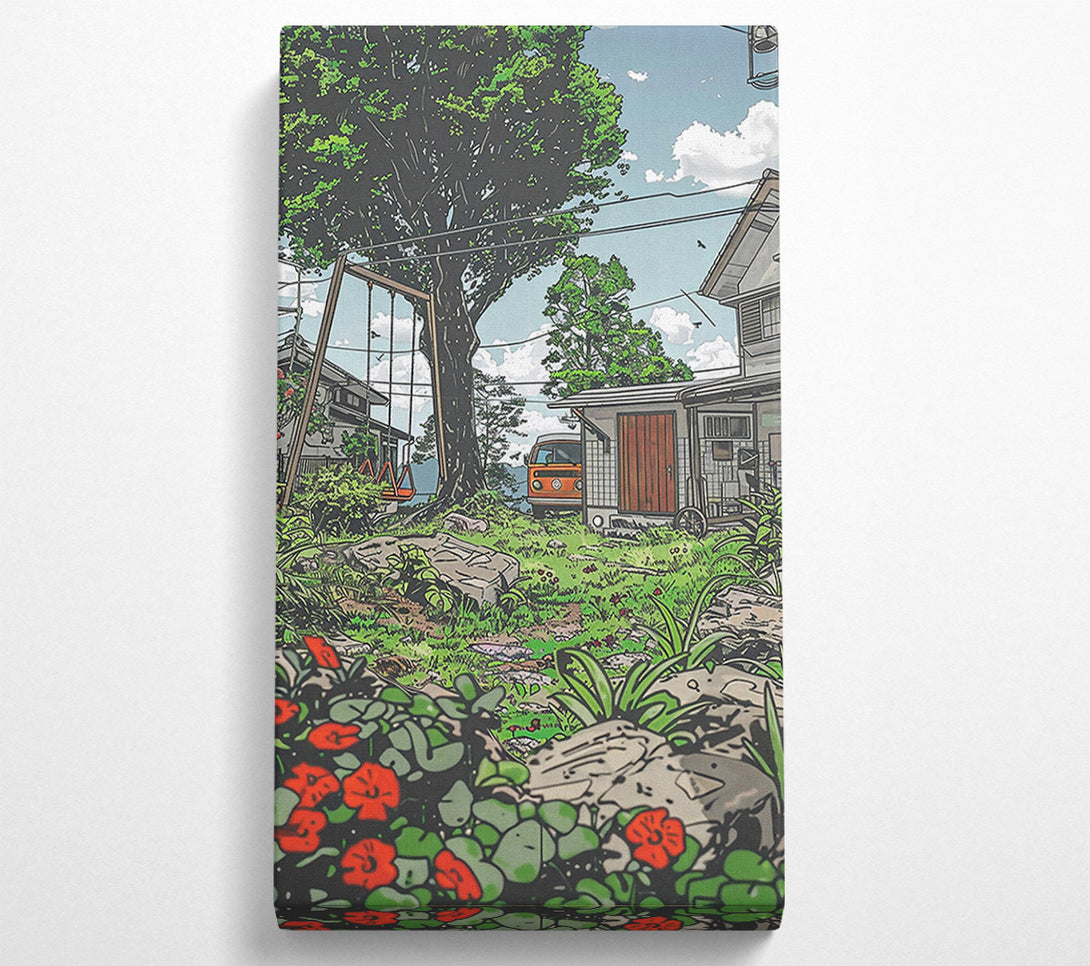  A Canvas Print of Red Backyard Haven Canvas Art
