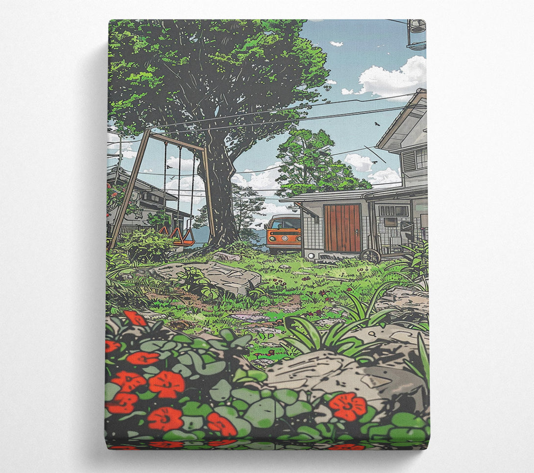  A Canvas Print of Red Backyard Haven Canvas Art