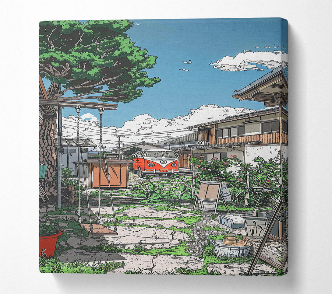  A Canvas Print of Red Van'S Back Yard Canvas Print