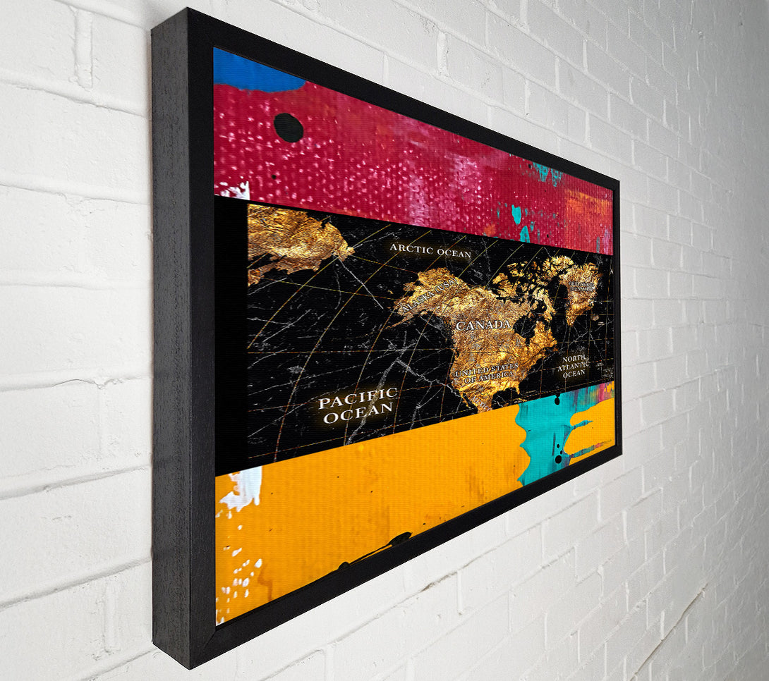  A Canvas Print of Gold World Map Canvas Art