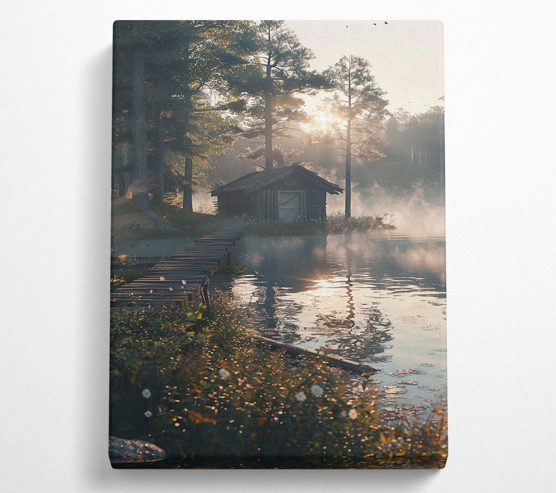  A Canvas Print of Golden Mist Cabin Canvas Wall Art