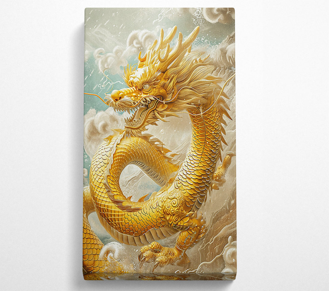  A Canvas Print of Golden Dragon Clouds Canvas Wall Art