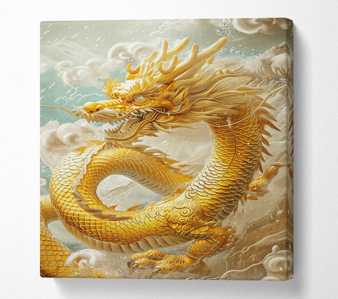  A Canvas Print of Golden Dragon Clouds Canvas Wall Art