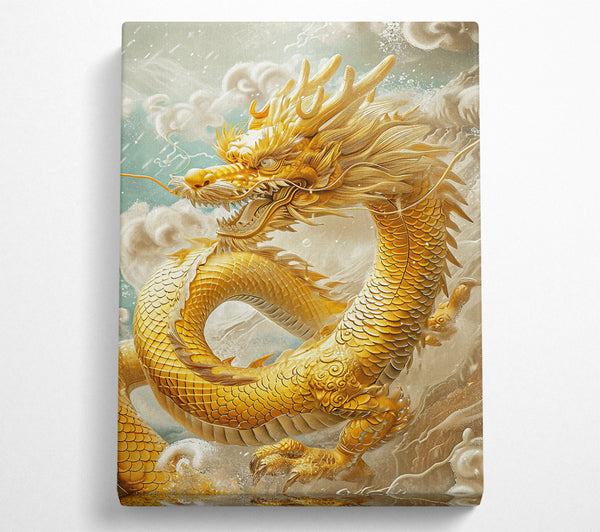  A Canvas Print of Golden Dragon Clouds Canvas Wall Art