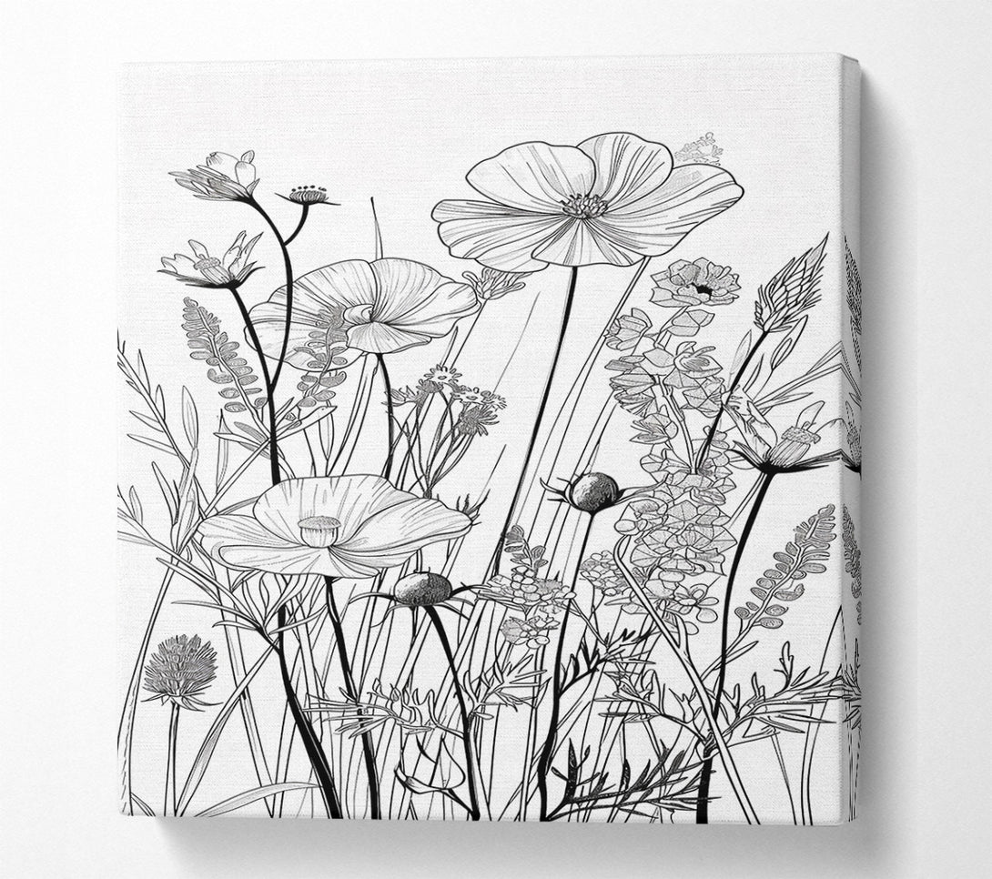  A Canvas Print of White Wildflowers Bloom Canvas Art