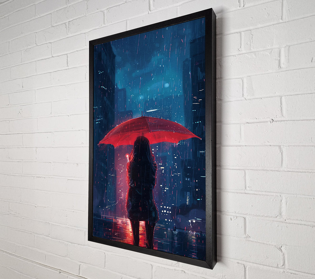 A Canvas Print of Red Umbrella Cityscape Canvas Art