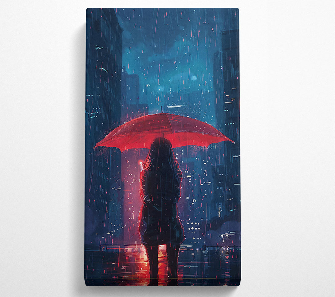  A Canvas Print of Red Umbrella Cityscape Canvas Art