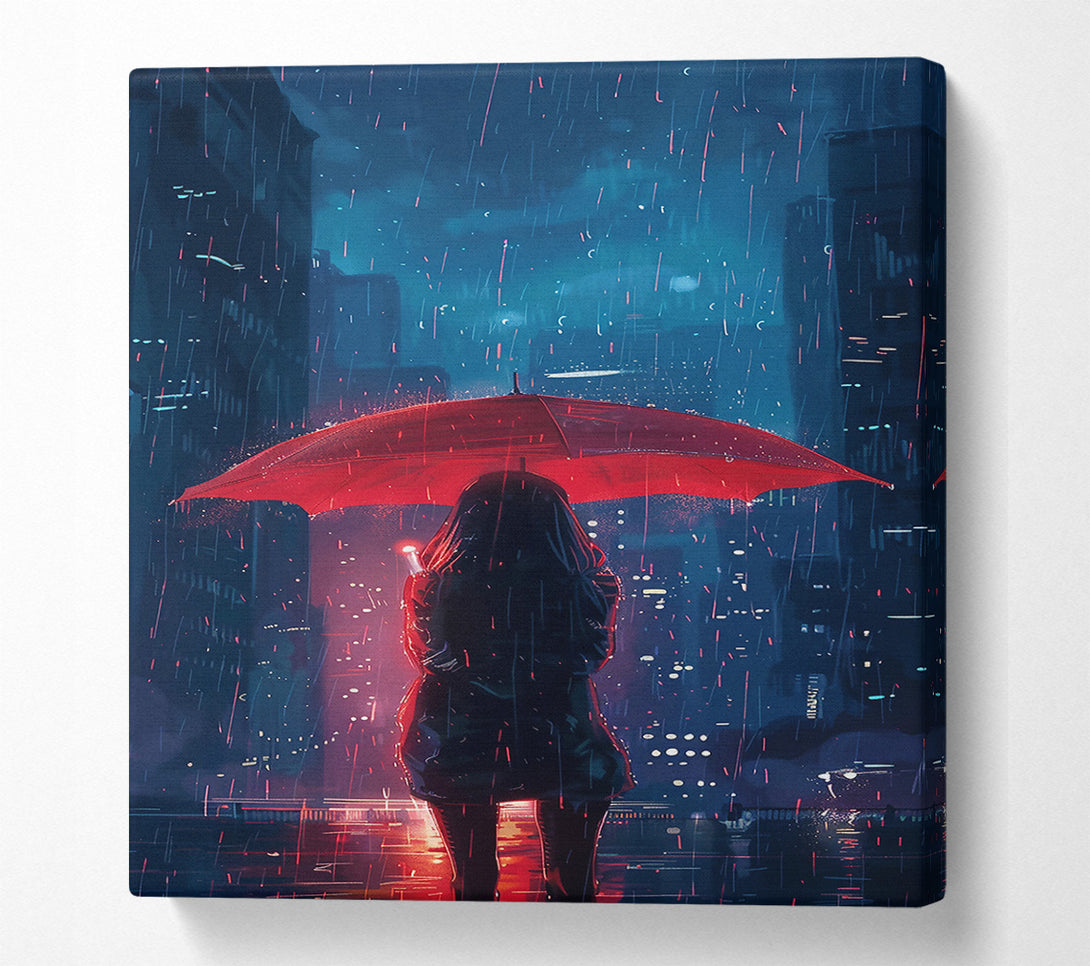  A Canvas Print of Red Umbrella Cityscape Canvas Art