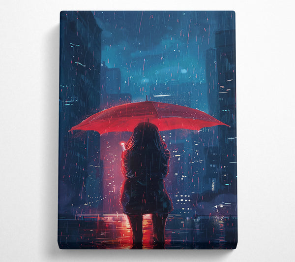  A Canvas Print of Red Umbrella Cityscape Canvas Art