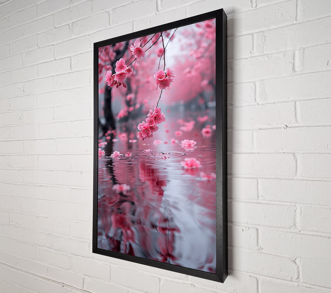  A Canvas Print of Pink Blossom Reflection Canvas Print
