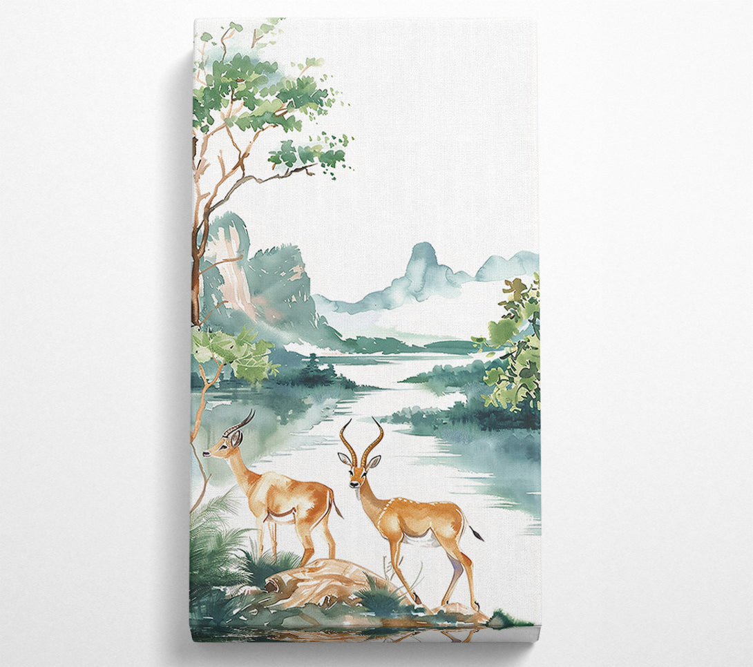  A Canvas Print of Green Water Gazelle Canvas Wall Art