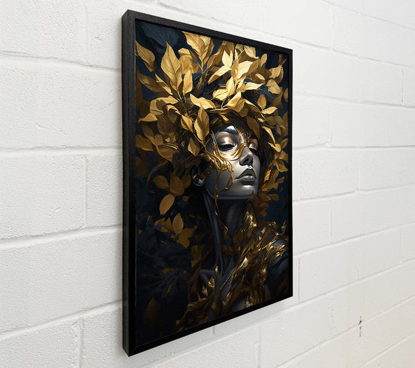 Golden Leaves Woman Beauty