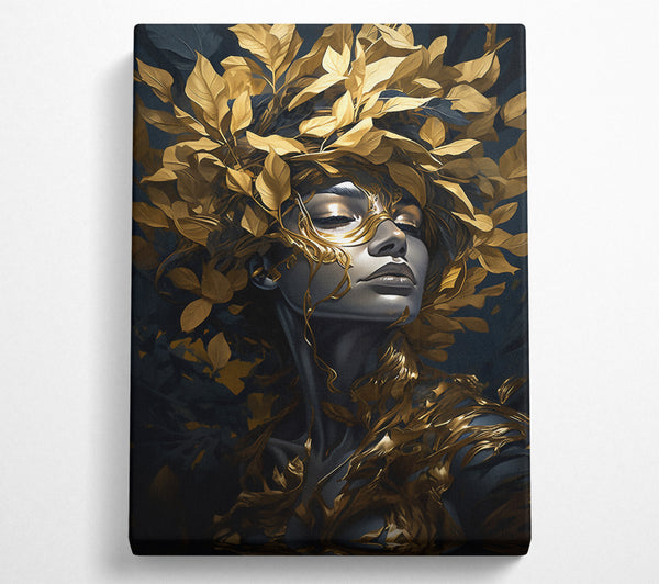  A Canvas Print of Golden Leaves Woman Beauty Canvas Art