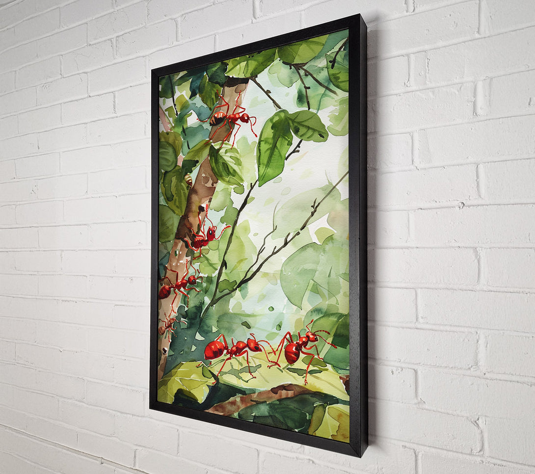  A Canvas Print of Red Ants In The Green Canvas Wall Art