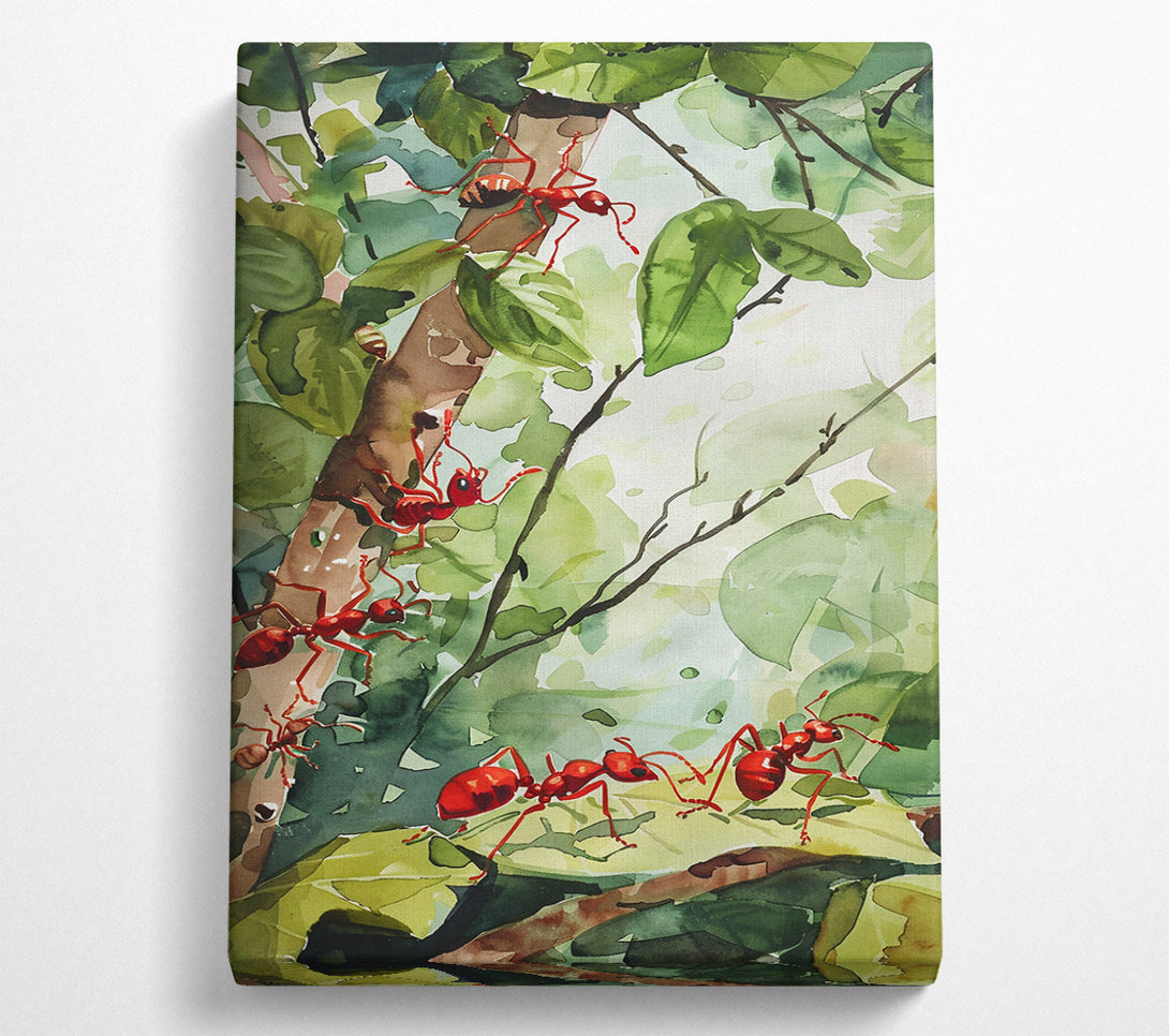  A Canvas Print of Red Ants In The Green Canvas Wall Art
