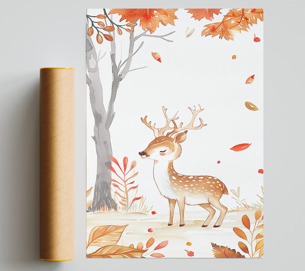 Orange Autumn Fawn Poster