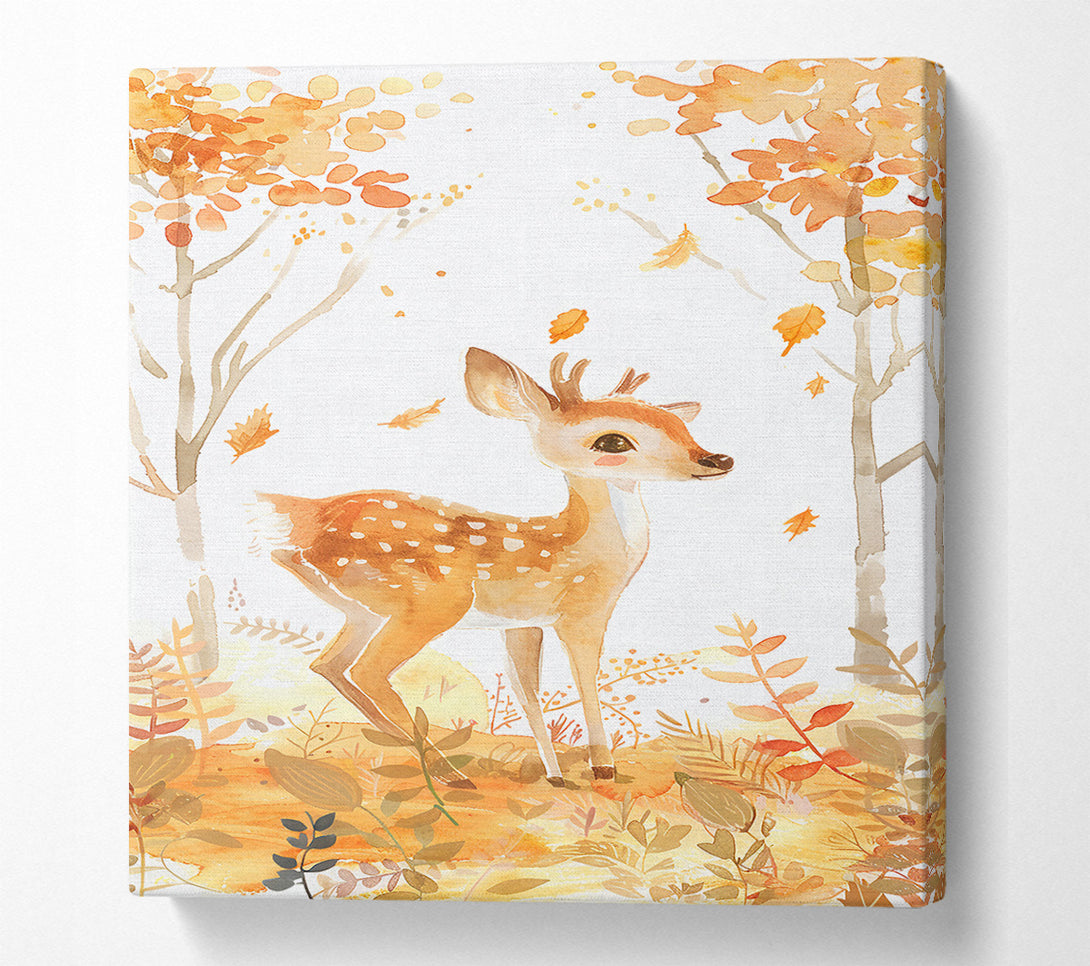  A Canvas Print of Golden Fawn In Woods Canvas Art