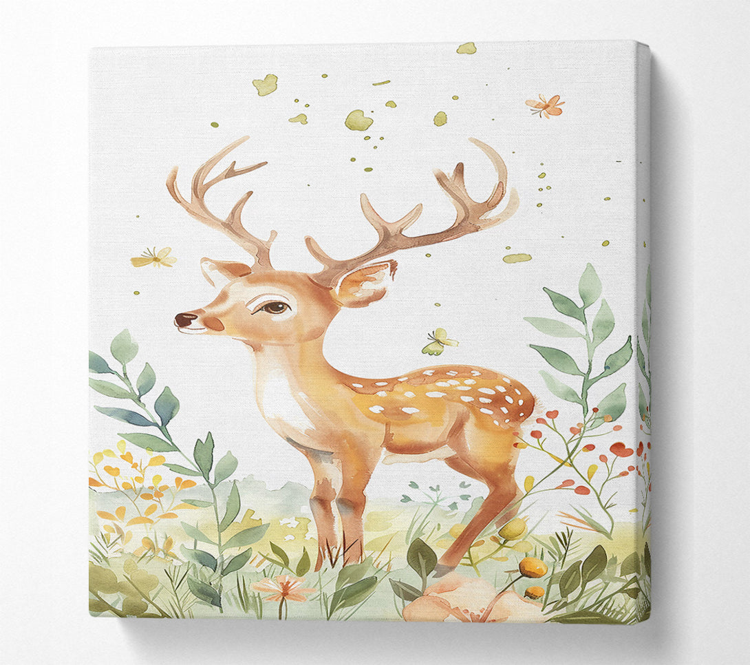 A Canvas Print of Golden Fawn Meadow Canvas Wall Art