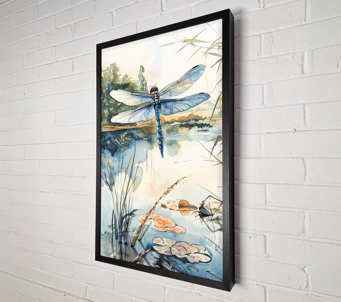  A Canvas Print of Azure Dragonfly Pond Canvas Wall Art