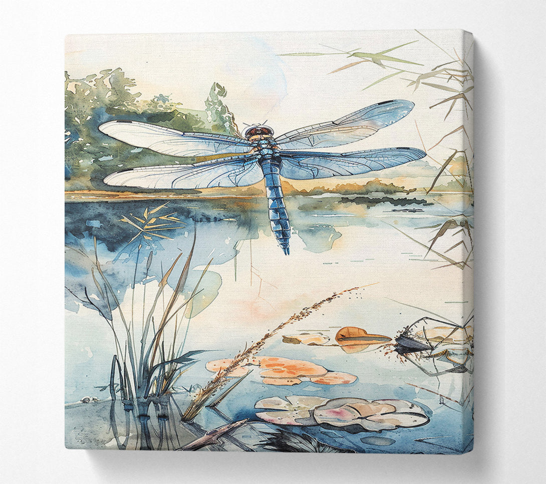  A Canvas Print of Azure Dragonfly Pond Canvas Wall Art
