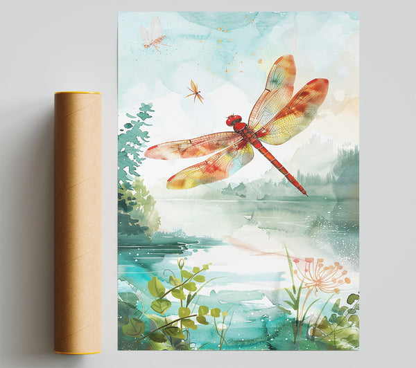 Teal Dragonfly Dreams Giclee Print