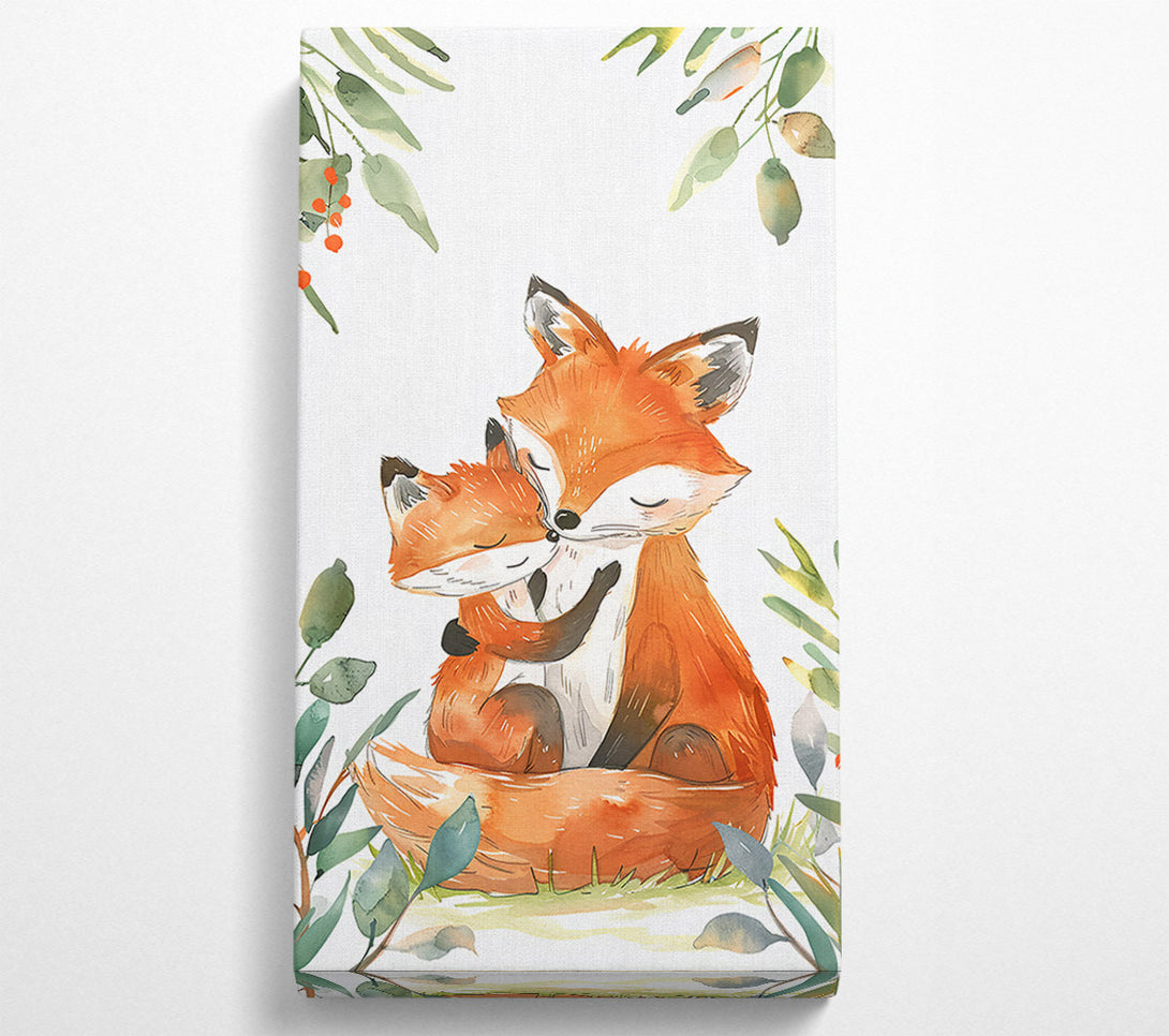  A Canvas Print of Orange Fox Family Hug Canvas Print