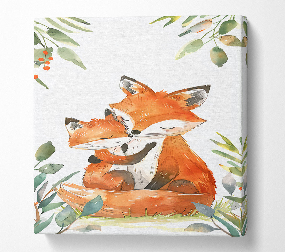  A Canvas Print of Orange Fox Family Hug Canvas Print
