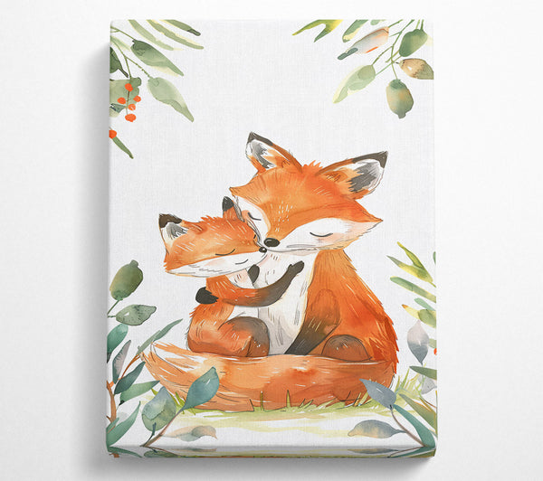  A Canvas Print of Orange Fox Family Hug Canvas Print