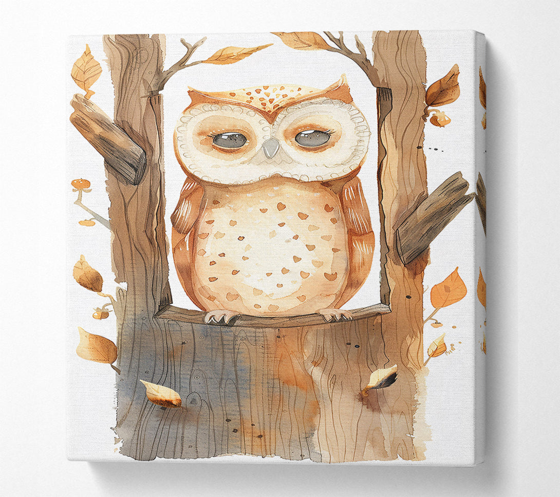  A Canvas Print of Golden Owl'S Resting Place Canvas Wall Art