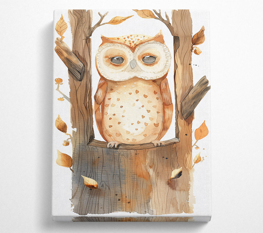  A Canvas Print of Golden Owl'S Resting Place Canvas Wall Art