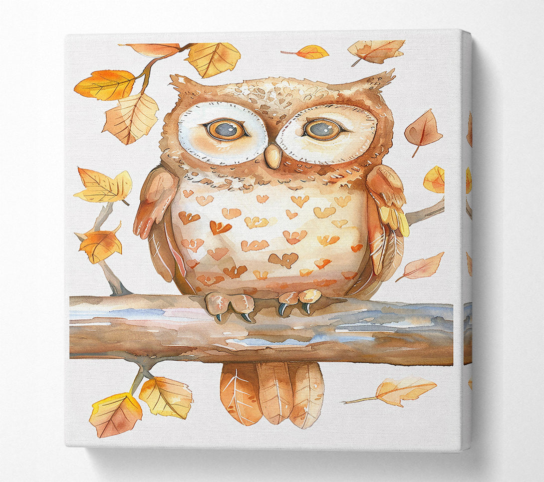  A Canvas Print of Autumn Owl In Brown Canvas Art