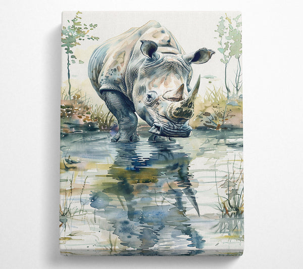  A Canvas Print of Blue Rhino Reflection Canvas Art