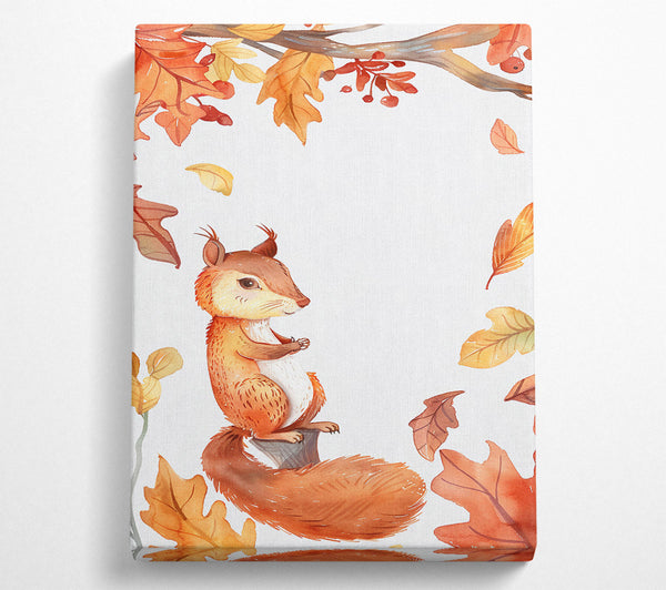  A Canvas Print of Autumn Orange Squirrel Canvas Wall Art