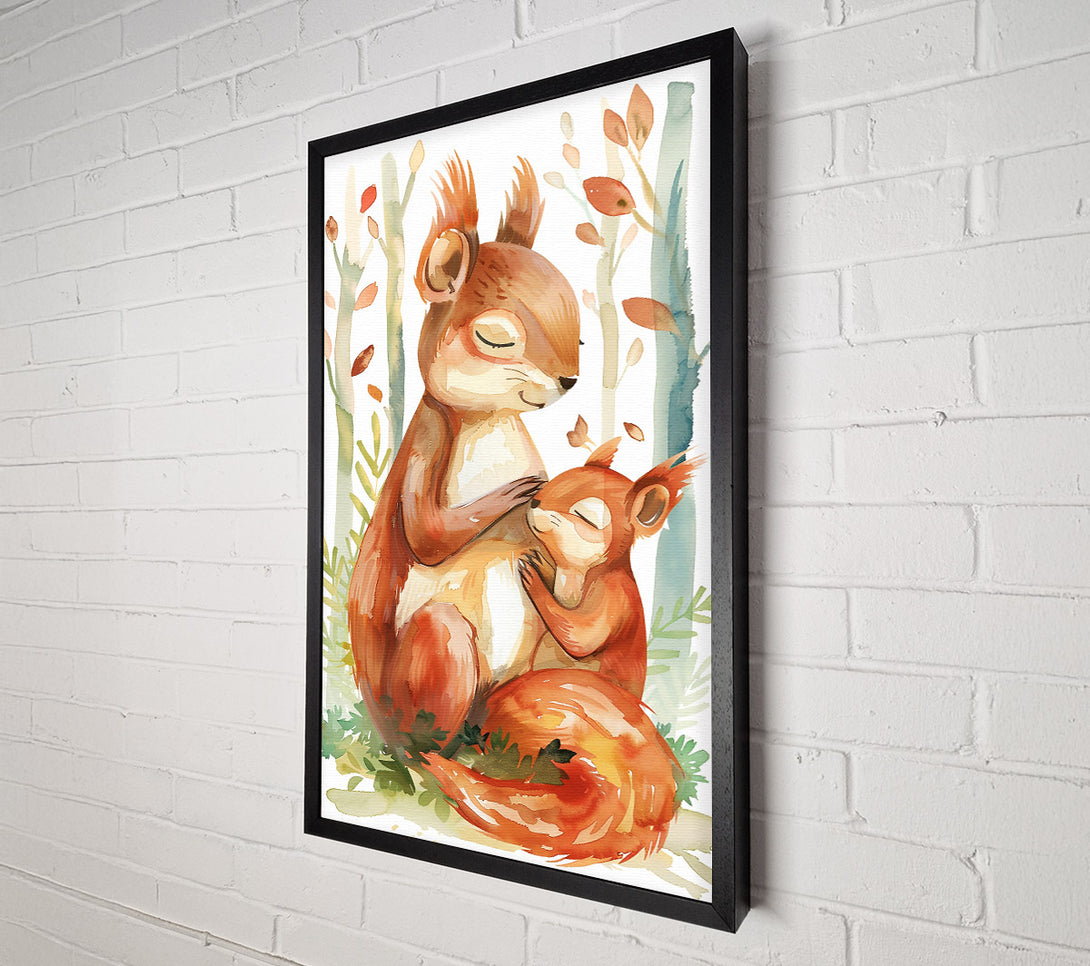  A Canvas Print of Orange Squirrel Embrace Canvas Art