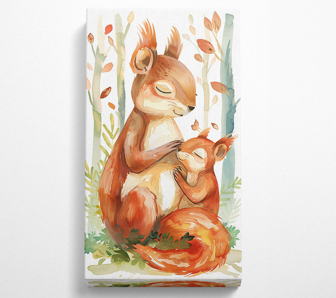  A Canvas Print of Orange Squirrel Embrace Canvas Art