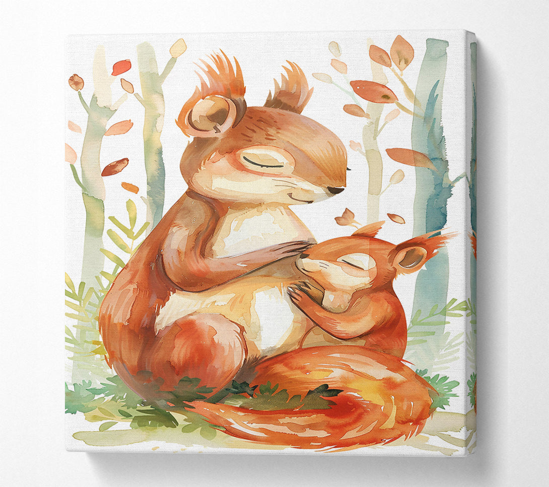  A Canvas Print of Orange Squirrel Embrace Canvas Art