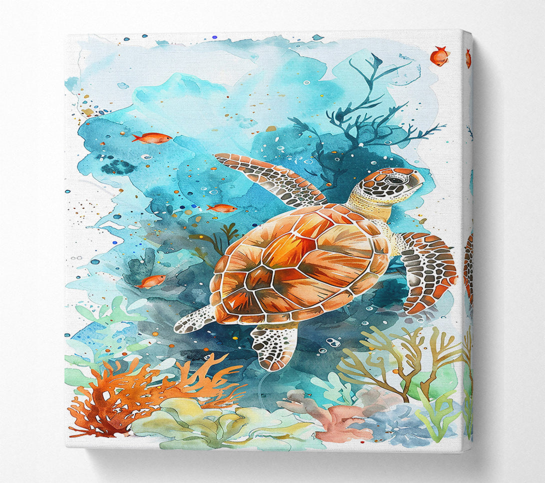  A Canvas Print of Aquamarine Turtle Dream Canvas Wall Art